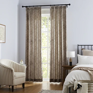 Light Brown Modern Geometric Jacquard Curtains